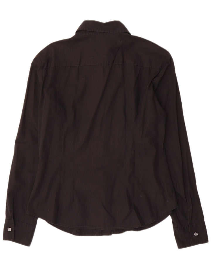 Benetton Damenhemd UK 14 Mittelschwarze Baumwolle