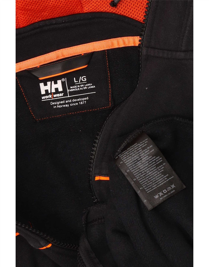 Helly Hansen Herren-Kapuzenpullover mit grafischem Reißverschluss, groß, aus schwarzer Baumwolle