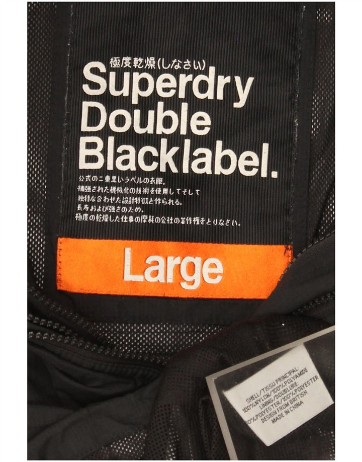 Superdry Mädchen-Regenjacke mit Grafik, 11–12 Jahre, Größe L, schwarzes Nylon