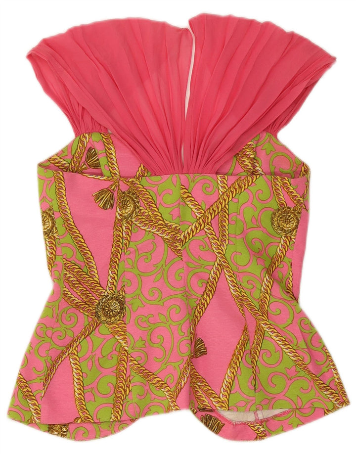 Vintage Damen Grafik 2-teiliges Rock-Set IT 44 Medium W28 Rosa Paisley