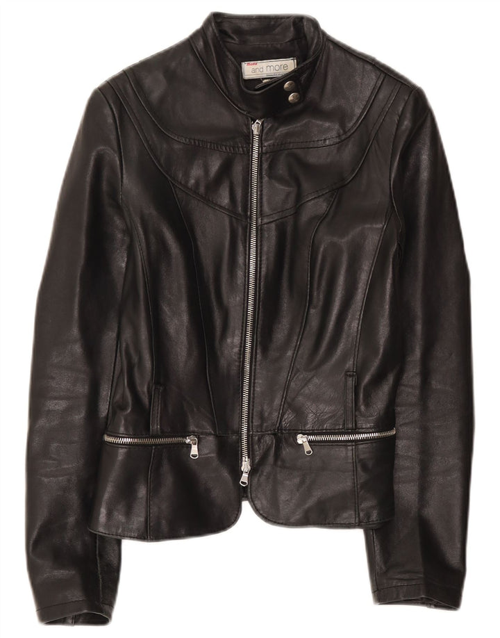 Bata and More Damen Lederjacke IT 44 Mittelschwarzes Leder