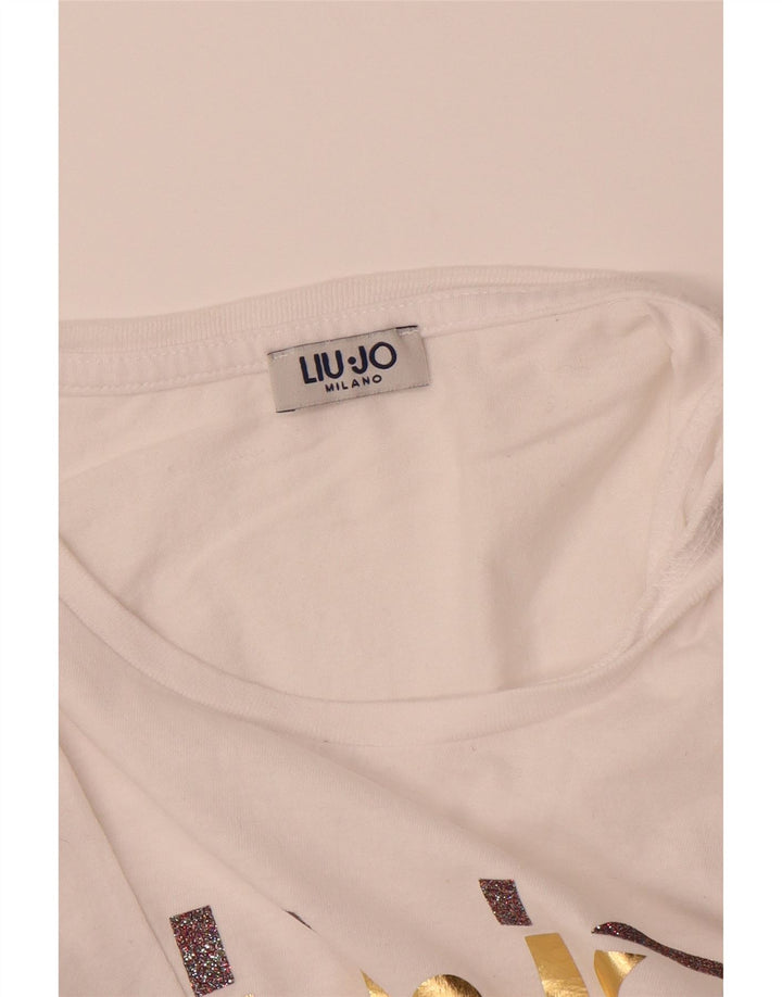 LIU JO Womens Graphic T-Shirt Top UK 12 Medium White