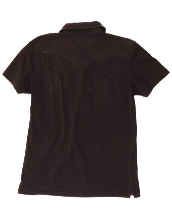 Lee Damen Poloshirt UK 16 Large Schwarz Baumwolle