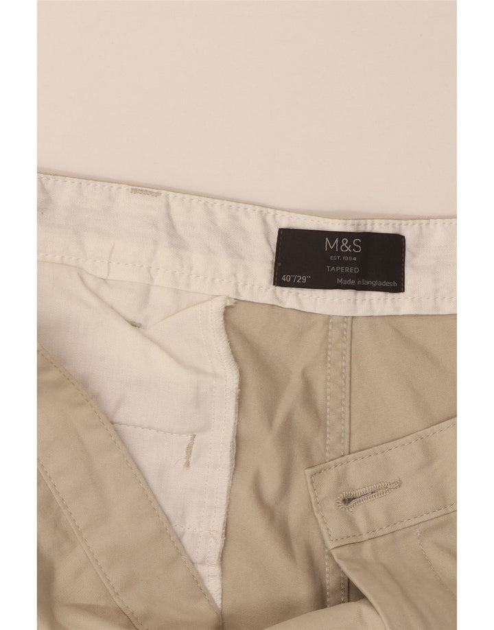Marks & Spencer Herren Tapered Chinohose W40 L29 Beige Baumwolle