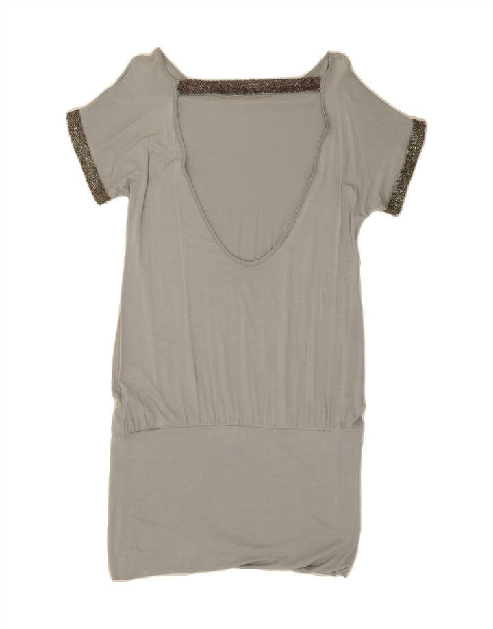 WAREHOUSE Womens Drop Waist Dress UK 12 Medium Grey Viscose Vintage Warehouse and Second-Hand Warehouse from Messina Hembry 