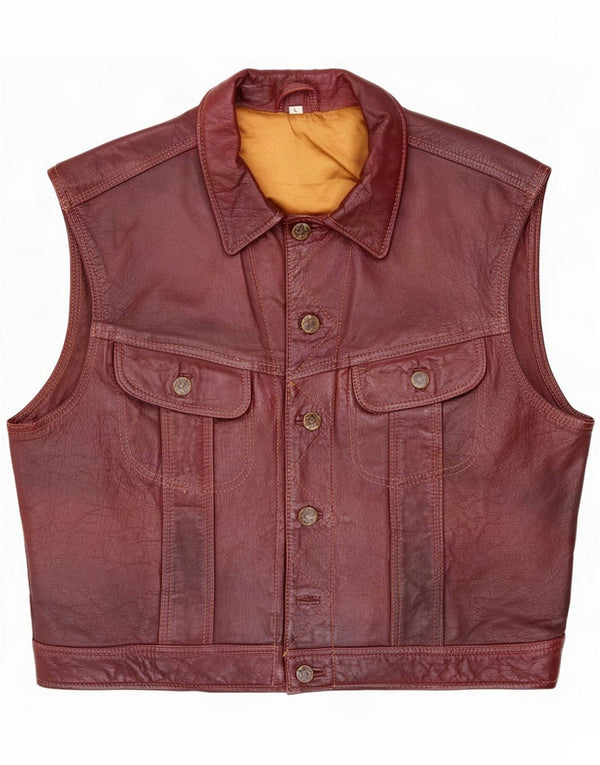 Conbipel Herren Lederweste UK 40 Large Burgundy