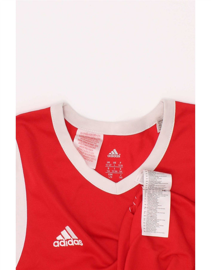 Adidas Jungen-Trägershirt, 13–14 Jahre, rotes Farbblock-Polyester
