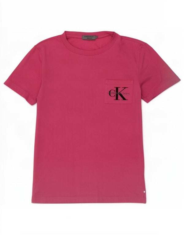 Calvin Klein Jeans Damen T-Shirt mit normaler Passform, UK 16, Größe L, Rosa, Baumwolle