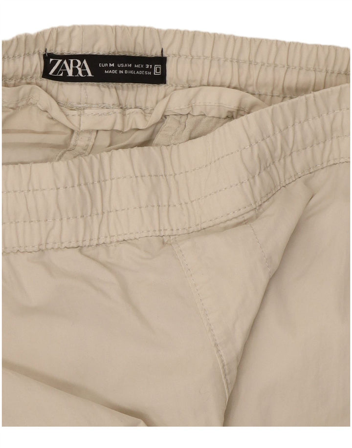 Gerade Cargo-Hose für Damen von Zara, Größe M, W31, L29, Beige, Baumwolle