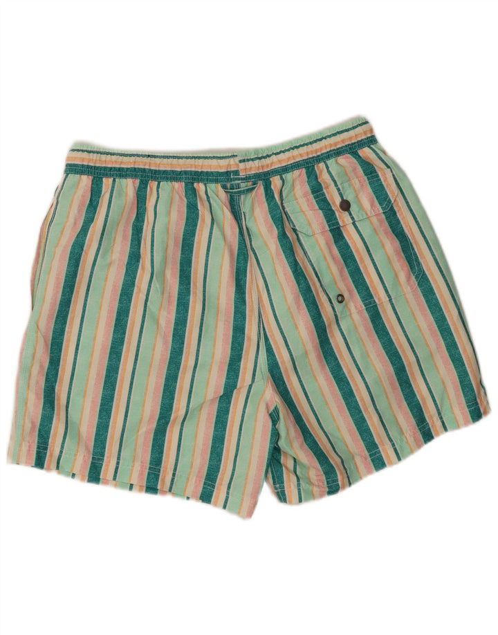 John Lewis Herren-Badeshorts aus mittelgrün gestreiftem Polyester