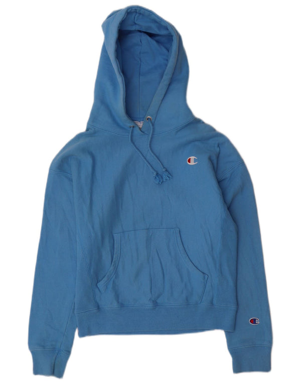 CHAMPION Damen Reverse Weave Hoodie Pullover UK 10 Small Blau Baumwolle