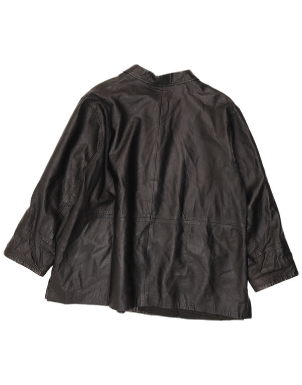 Vintage Damen Lederjacke IT 56 3XL Schwarzes Leder