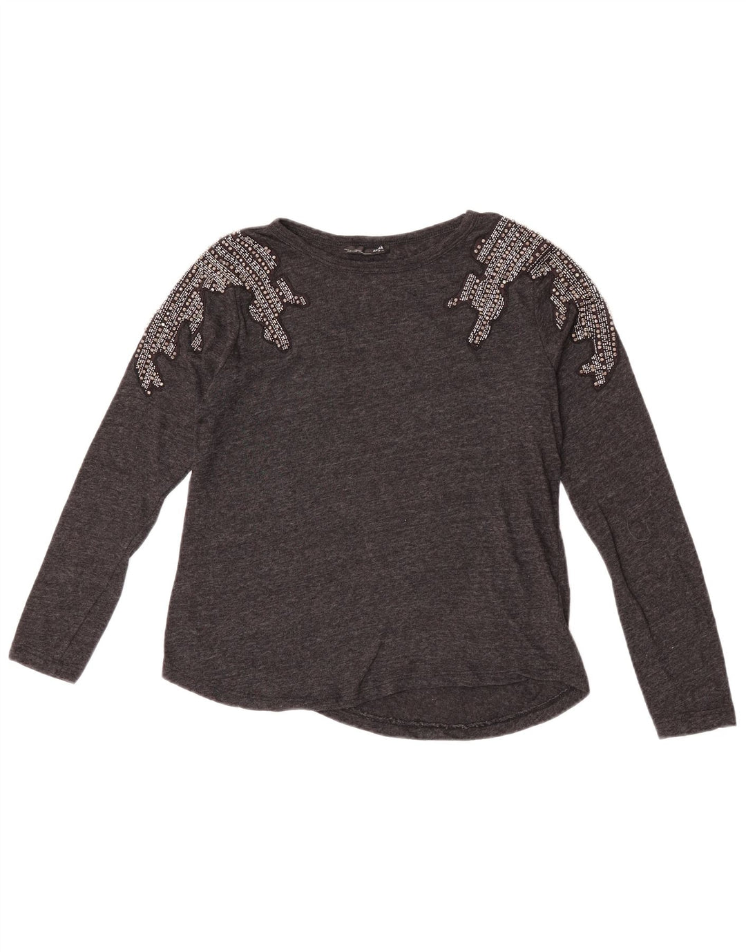 Zara Damen-Blusenoberteil, UK-Größe 10, Größe S, graue Baumwolle