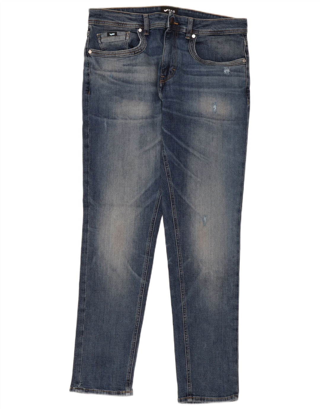 Gas Herren Distressed Slim Jeans W33 L30 Blau