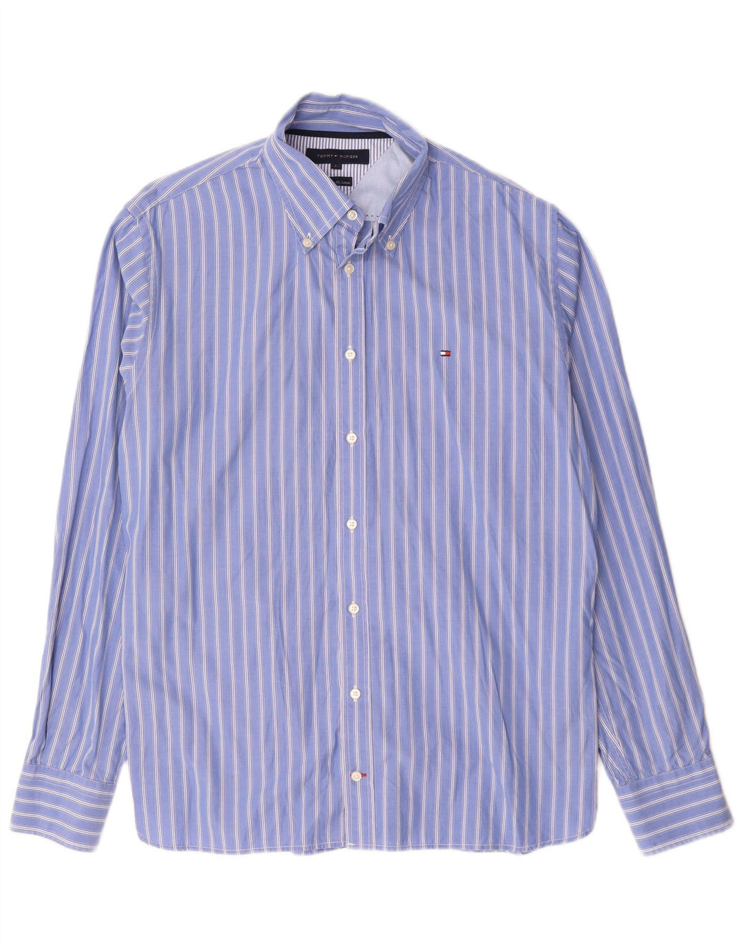 TOMMY HILFIGER Herrenhemd Große blau gestreifte Baumwolle