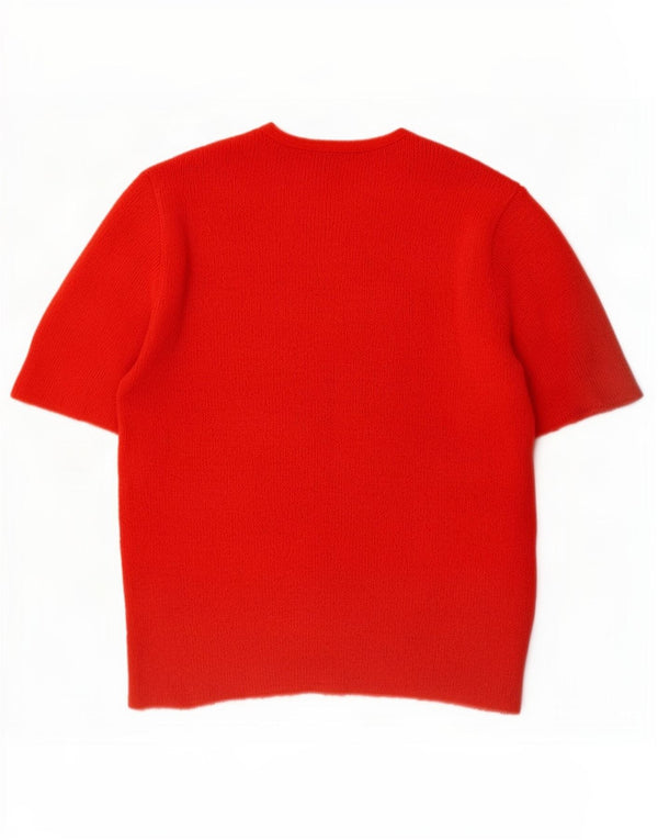 Vintage Damen Kurzarm-Pullover mit U-Boot-Ausschnitt, UK 8 Small Red