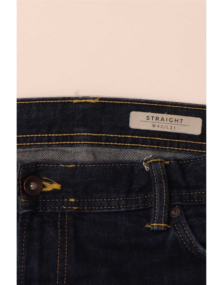 Marks & Spencer Herren Straight Jeans W42 L31 Marineblaue Baumwolle