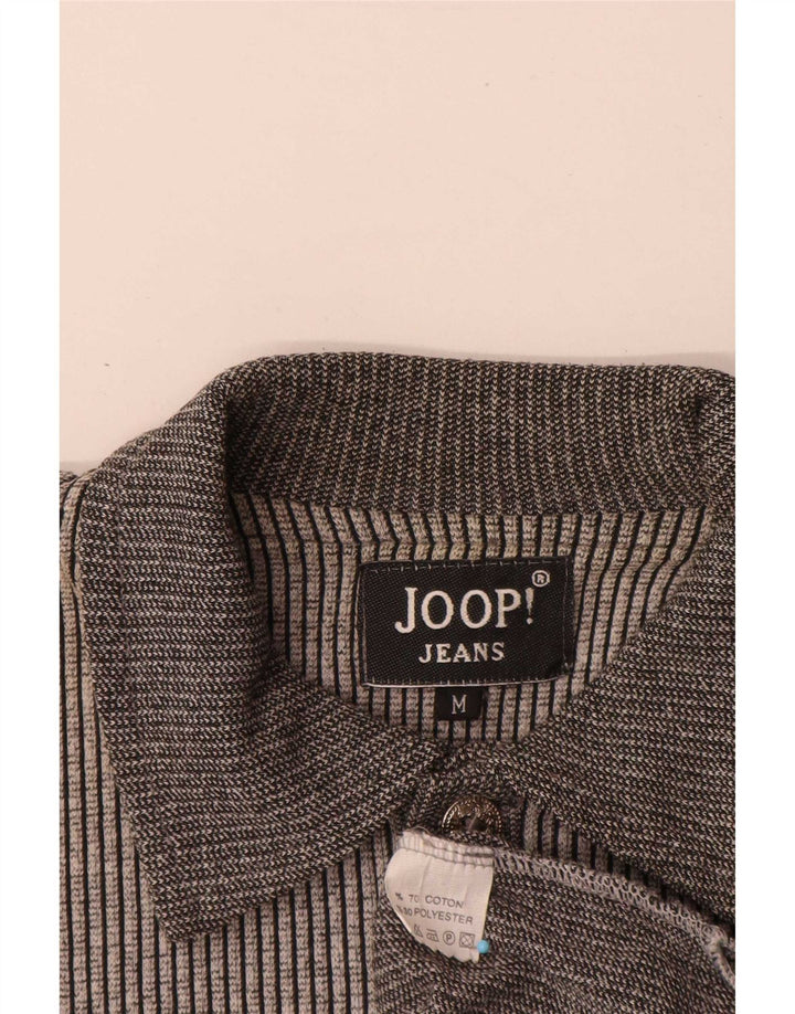 Joop Herren-Poloshirt aus mittelgrauer Nadelstreifen-Baumwolle