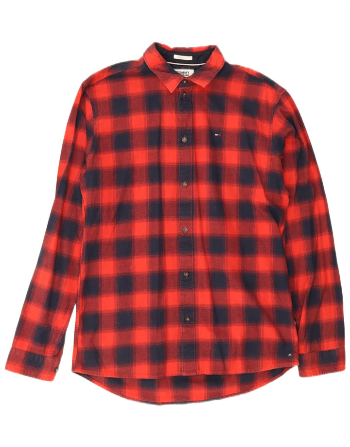 Tommy Hilfiger Herren kariertes Flanellhemd mit normaler Passform, Mittelrot kariert