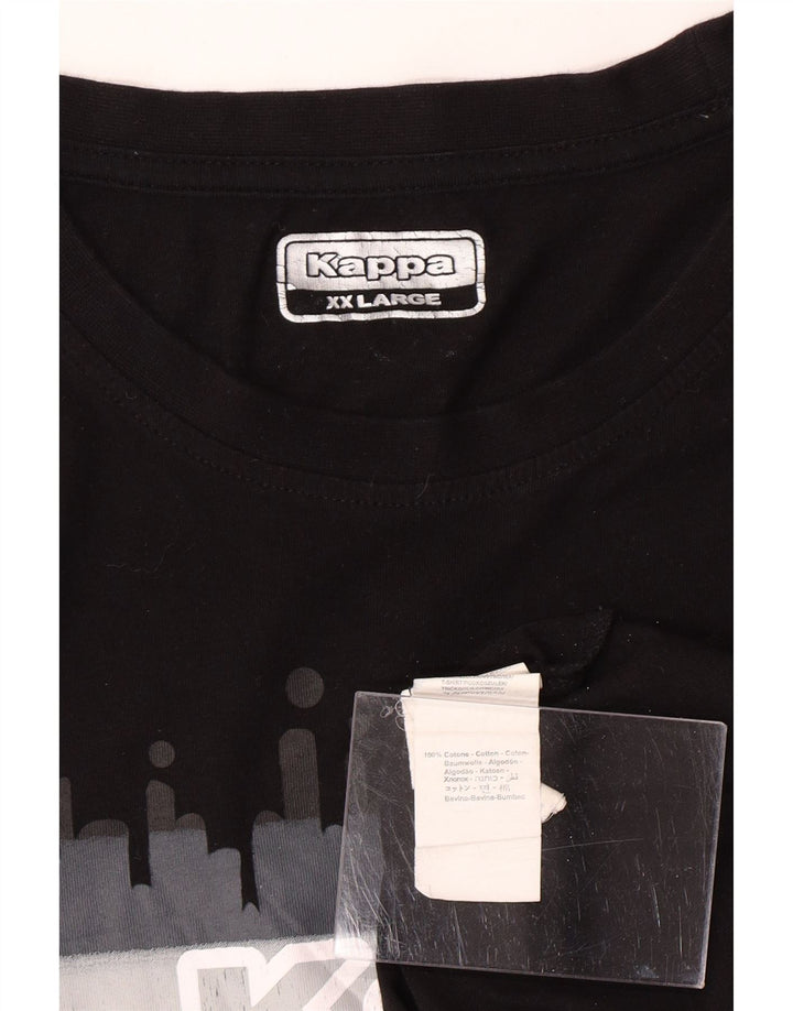 KAPPA Herren Grafik T-Shirt Top 2XL Schwarz Baumwolle