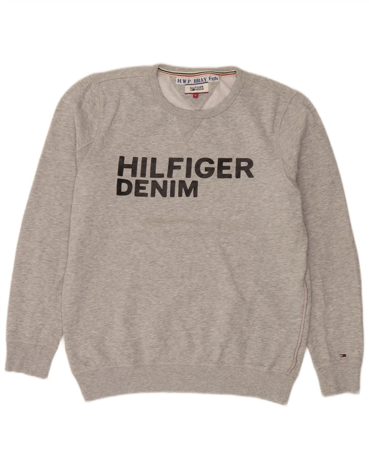 Tommy Hilfiger Herren-Sweatshirt mit Grafik, groß, graue Baumwolle