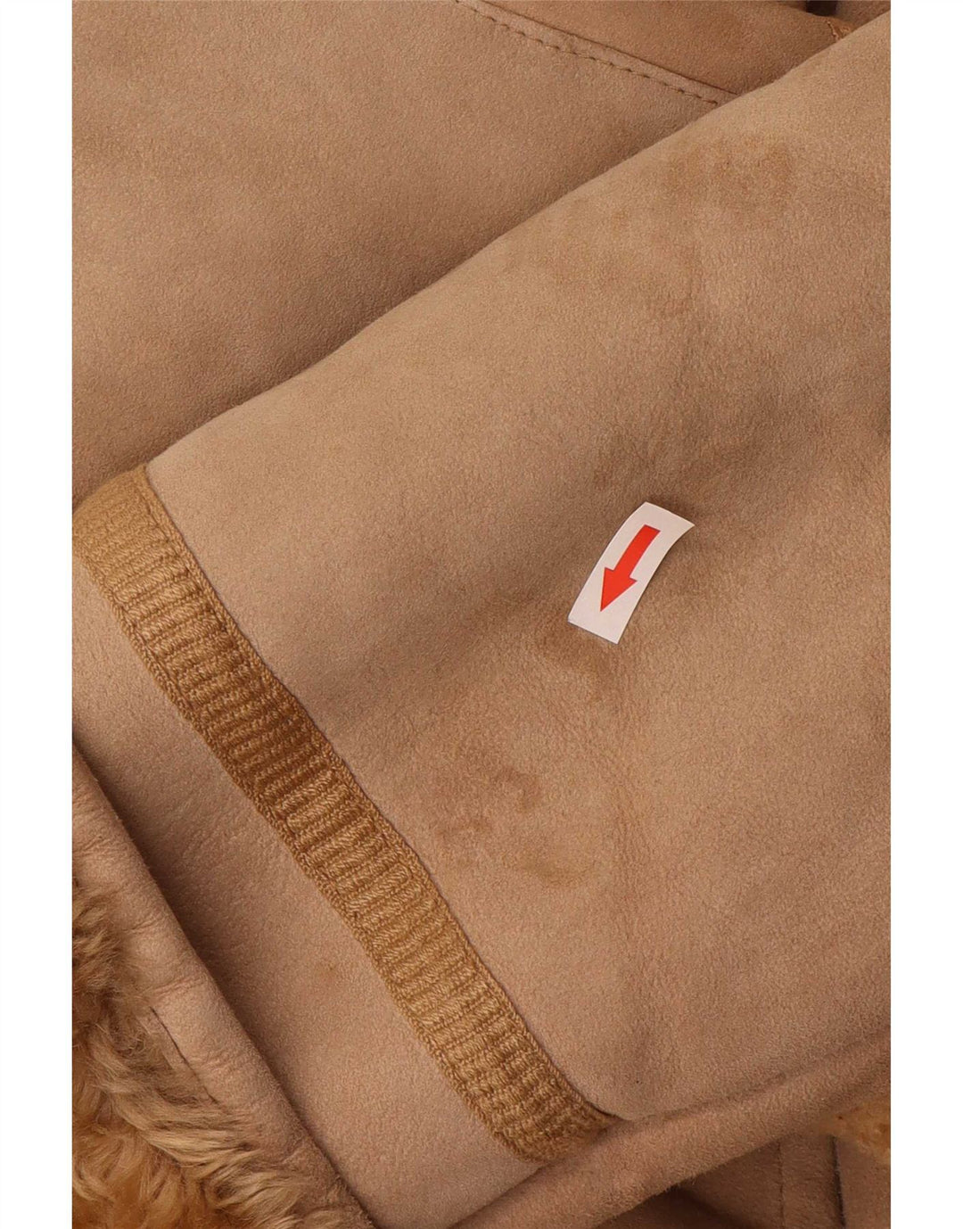 Vintage Damen Shearling Mantel IT 44 Medium Beige Leder