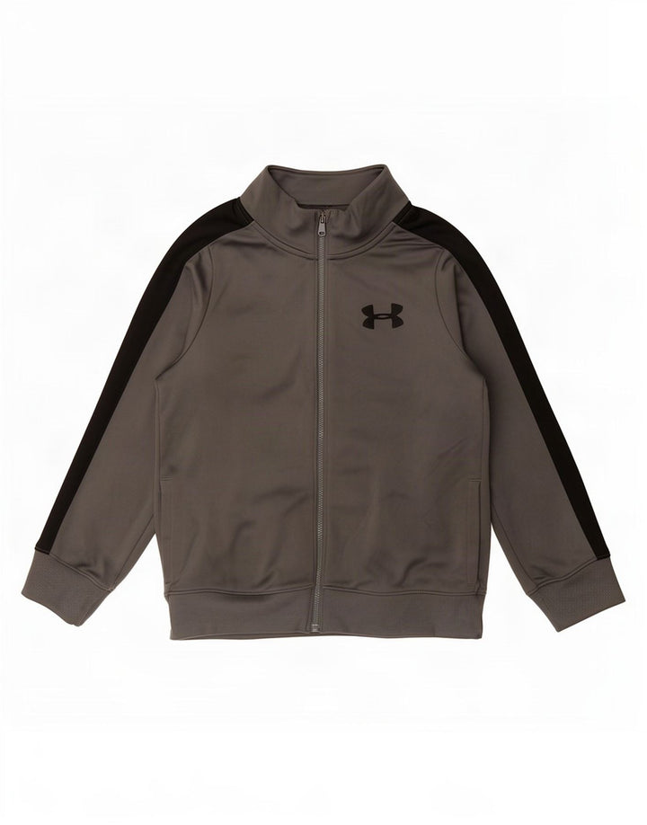 Under Armour Jungen-Trainingsanzug-Top-Jacke, 7–8 Jahre, Größe S, Grau, Farbblock