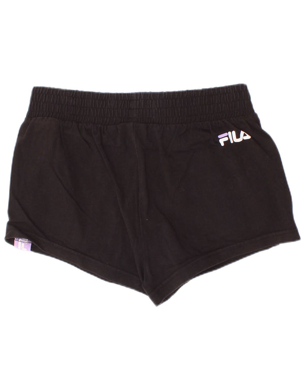 Fila Graphic Sportshorts für Mädchen, 11–12 Jahre, schwarze Colourblock-Baumwolle