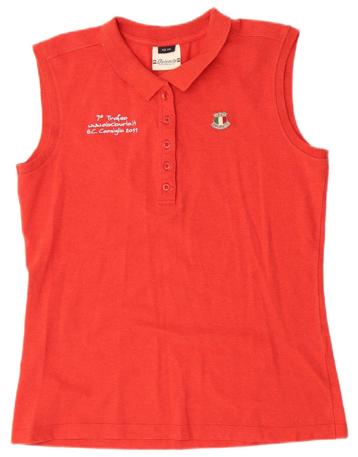 Dolomite Damen ärmelloses Poloshirt 2XL rote Baumwolle