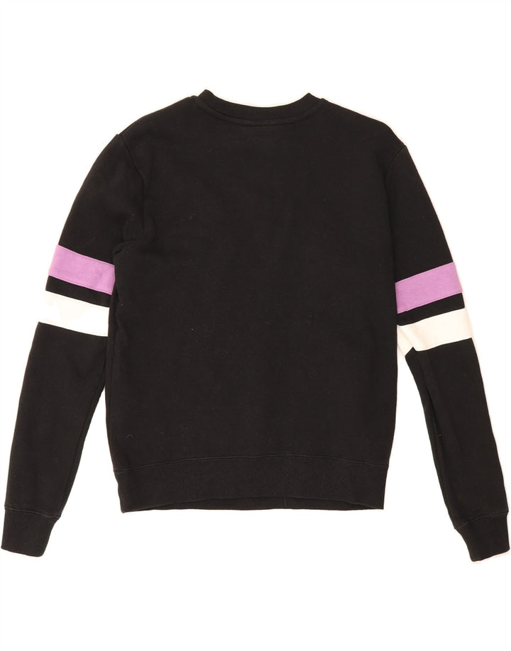 FILA Womens Oversized Graphic Sweatshirt Jumper UK 10 Small Black Cotton Vintage Fila and Second-Hand Fila from Messina Hembry 