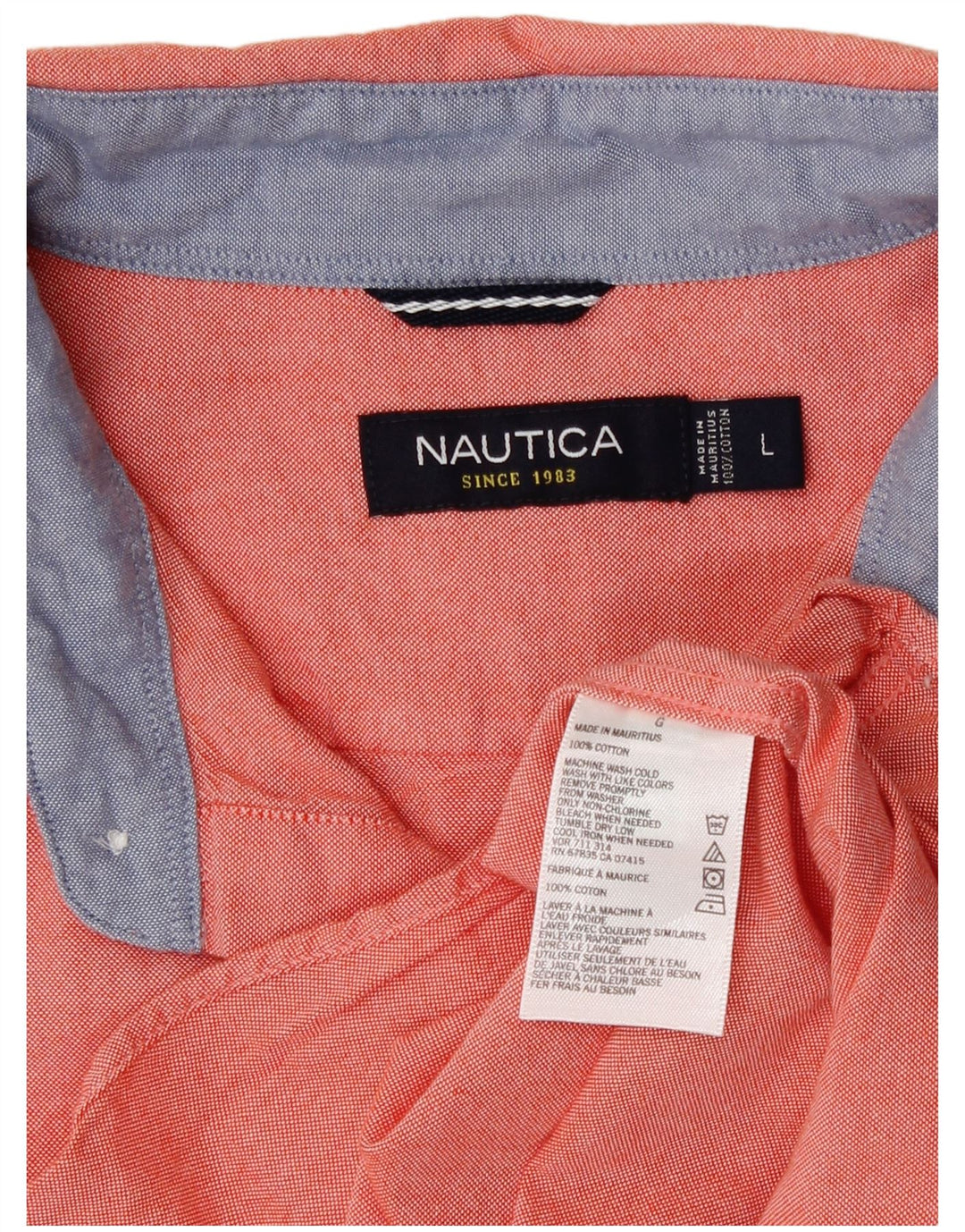Nautica Herren-Hemd, groß, aus orangefarbener Baumwolle