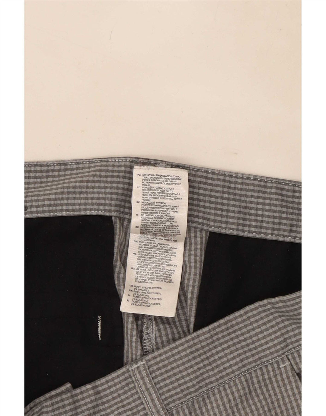 Adidas Herren Straight Chino Hose W32 L30 Grau Gingham Polyester