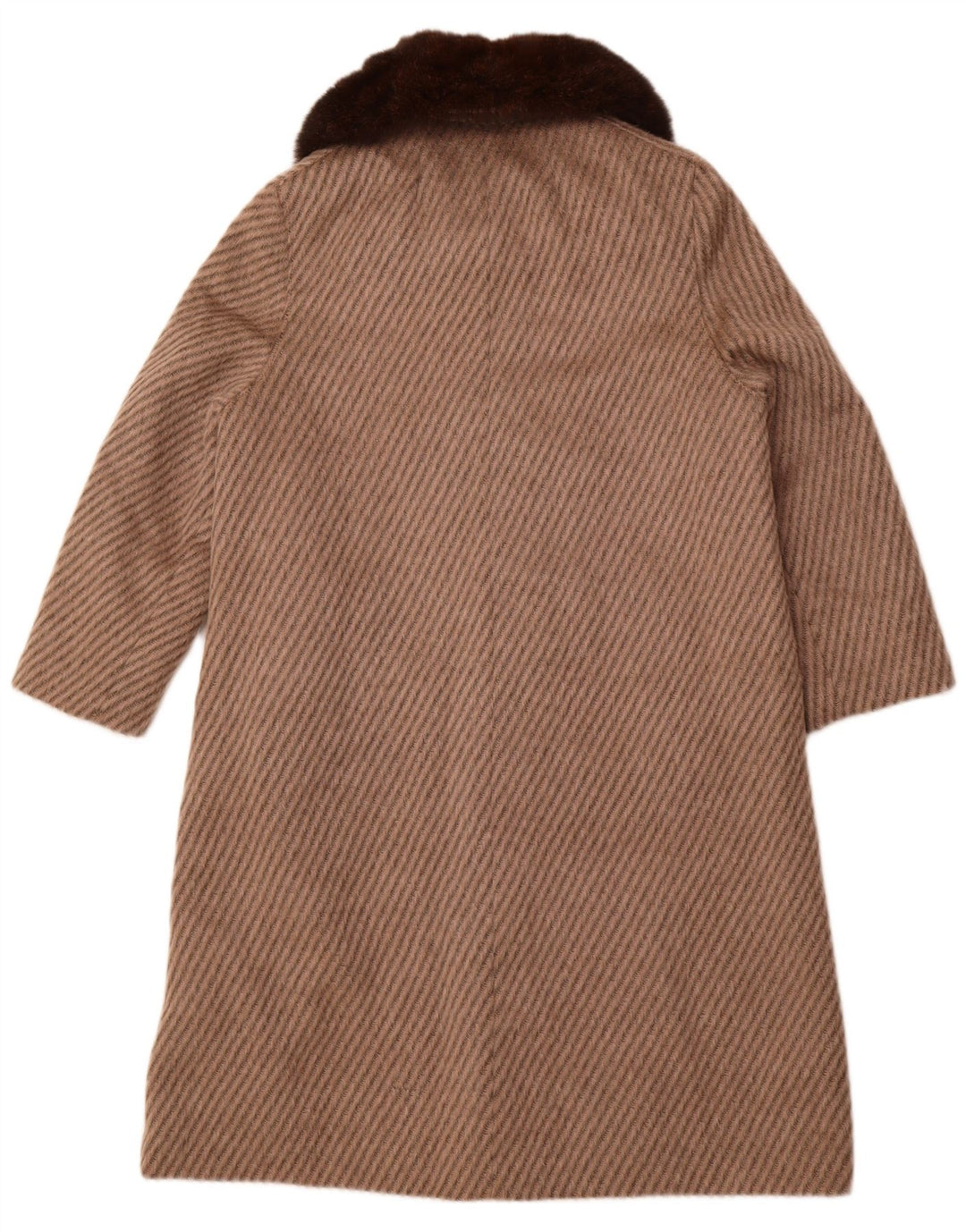 PELLICCERIA Damenmantel UK 14 Große beige gestreifte Schurwolle