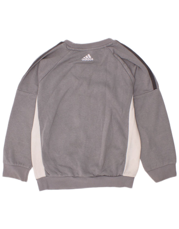 Adidas Jungen Grafik-Sweatshirt-Pullover, 6–7 Jahre, graue Farbblock-Baumwolle