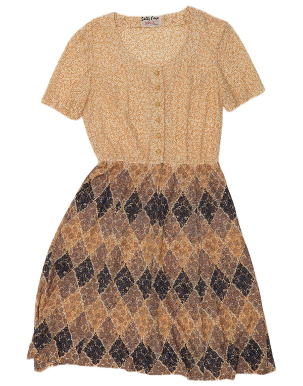 Vintage Damen Maxikleid UK 16 Large Beige Floral