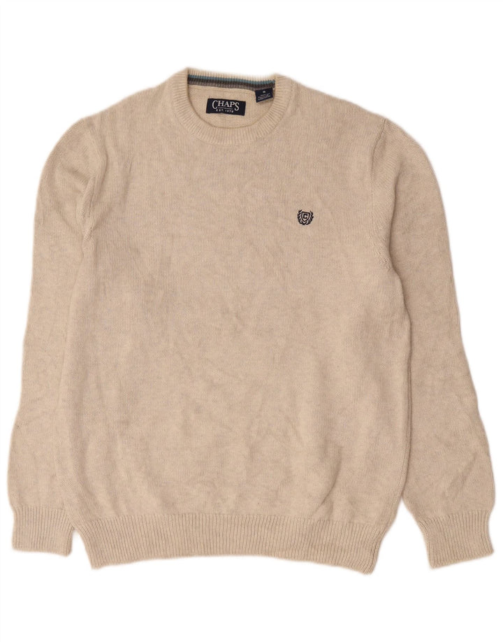 Chaps Herren-Pullover mit Rundhalsausschnitt, mittelgroß, cremefarbene Baumwolle