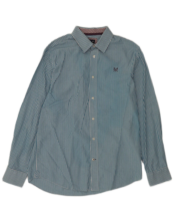 Crew Clothing Mens Classic Fit Shirt Medium Blue Pinstripe Cotton