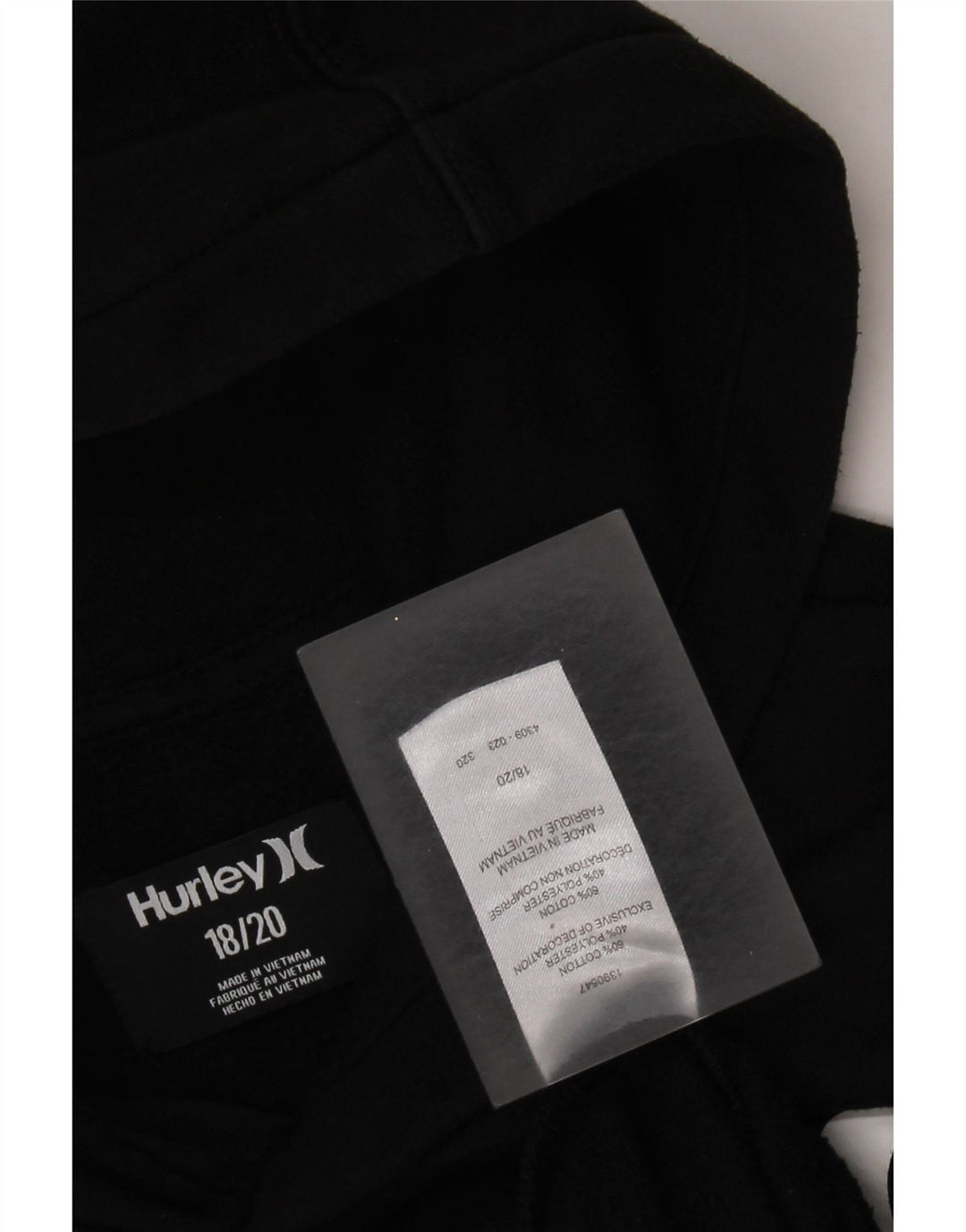 HURLEY Jungen-Pullover mit grafischem Kapuzenpullover, 14–15 Jahre, schwarze Baumwolle