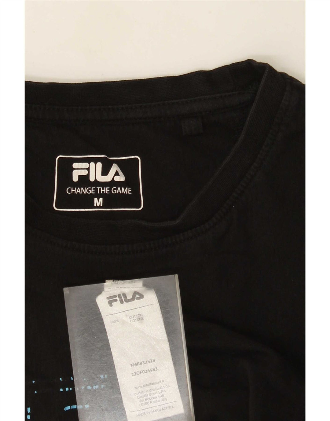 Fila Herren Grafik-T-Shirt-Oberteil aus mittelschwarzer Baumwolle