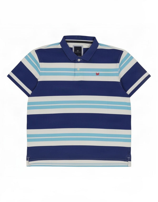 Crew Clothing Herren-Poloshirt, 2XL, blau gestreift, Baumwolle