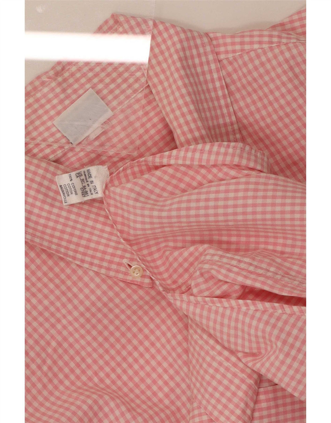 Benetton Herren-Hemd, groß, rosa Gingham-Baumwolle
