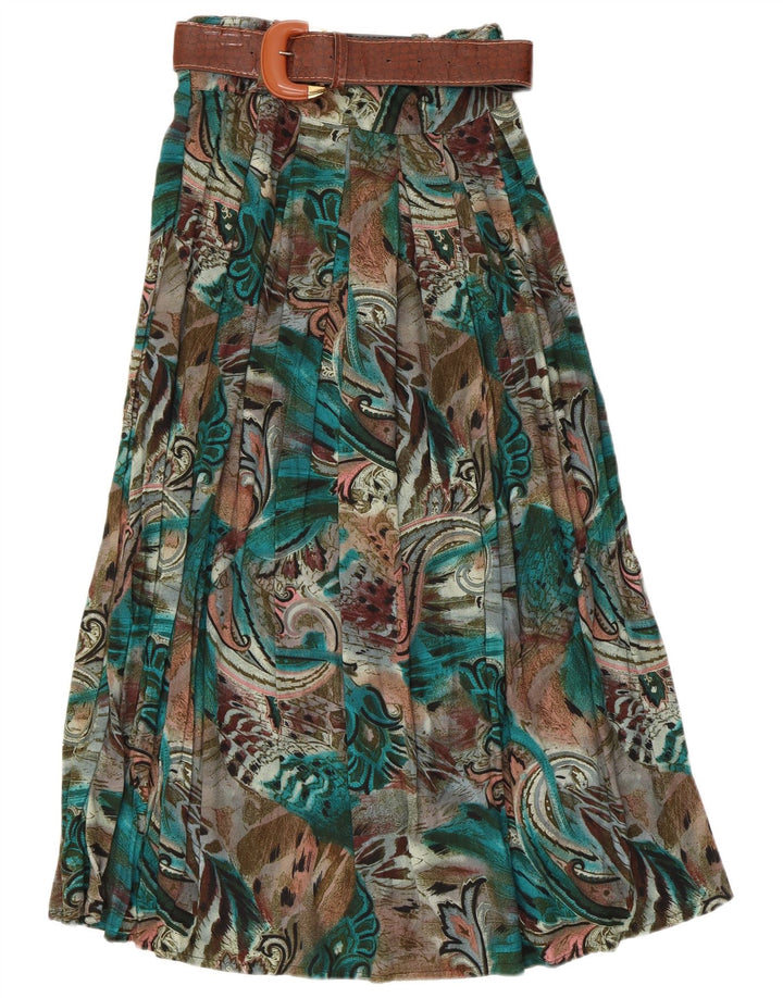 Vintage Damen-Rock mit abstraktem Muster, ausgestellt, W28, mittelgrün