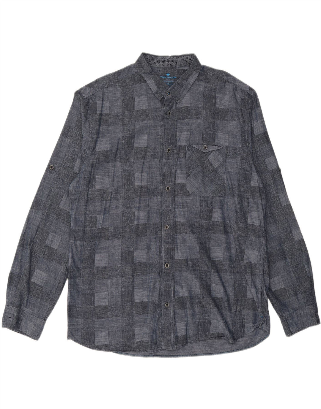 TOM TAILOR Herrenhemd 2XL Marineblau Geometrisch