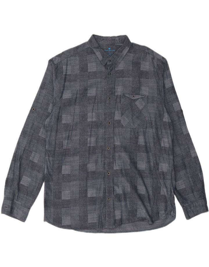 TOM TAILOR Herrenhemd 2XL Marineblau Geometrisch