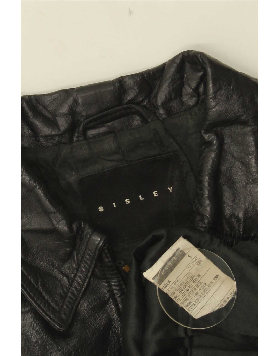 Sisley Damen Lederjacke UK 10 Small Schwarzes Leder