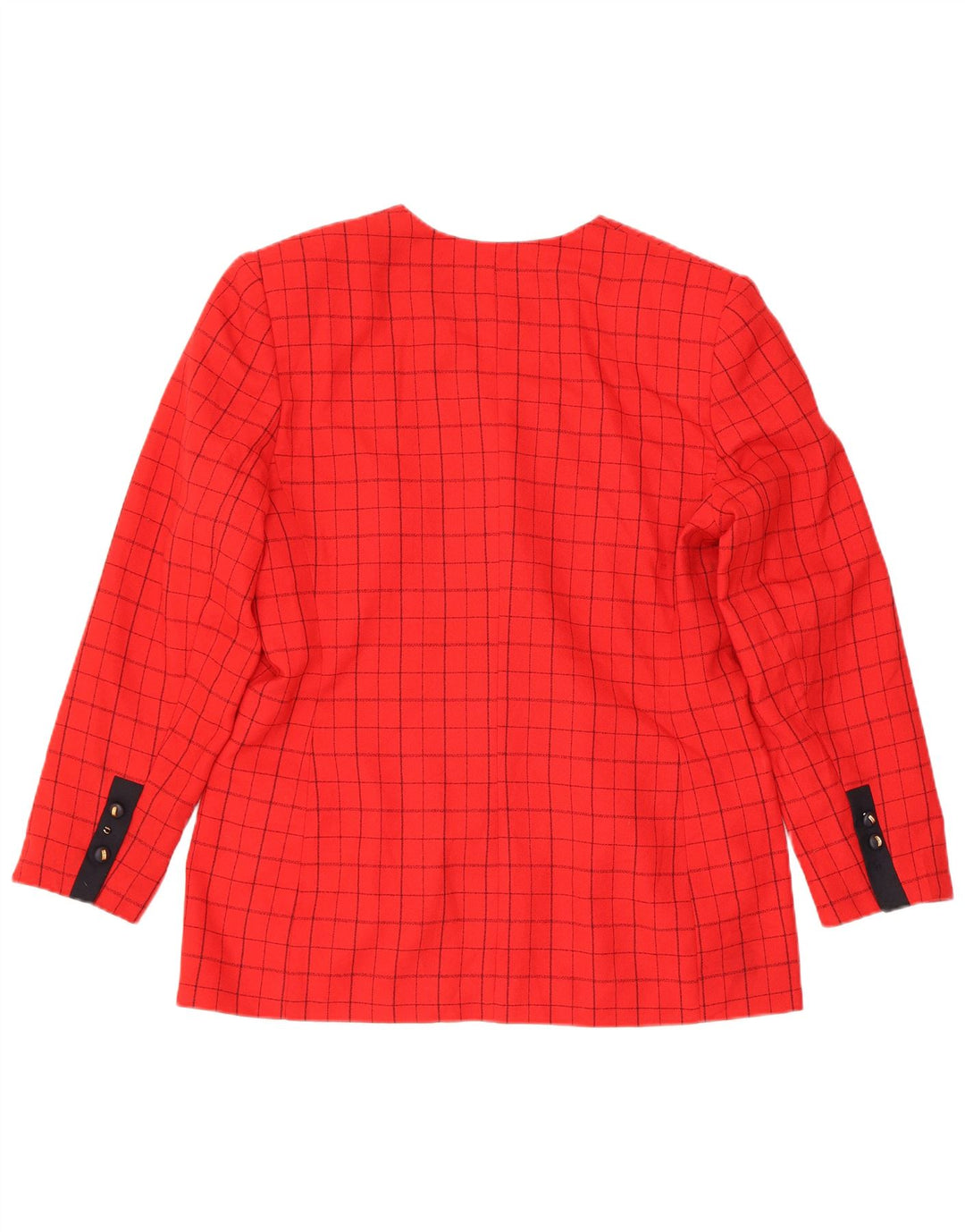 Vintage Damen Blazerjacke mit 4 Knöpfen, US 12, großes rotes Karo-Polyester