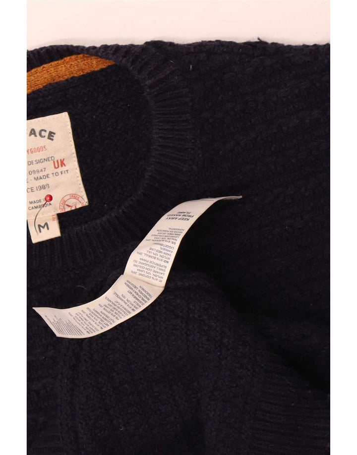 Fat Face Herren-Pullover mit Rundhalsausschnitt, mittlere marineblaue Baumwolle