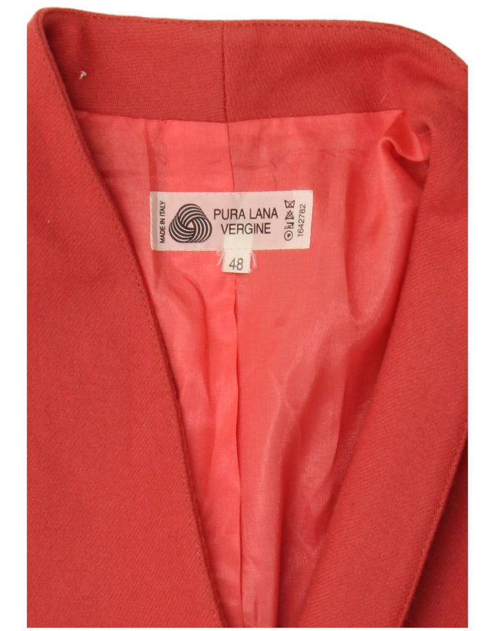 Vintage Damen Zweireihige Blazerjacke IT 48 XL Rosa Schurwolle