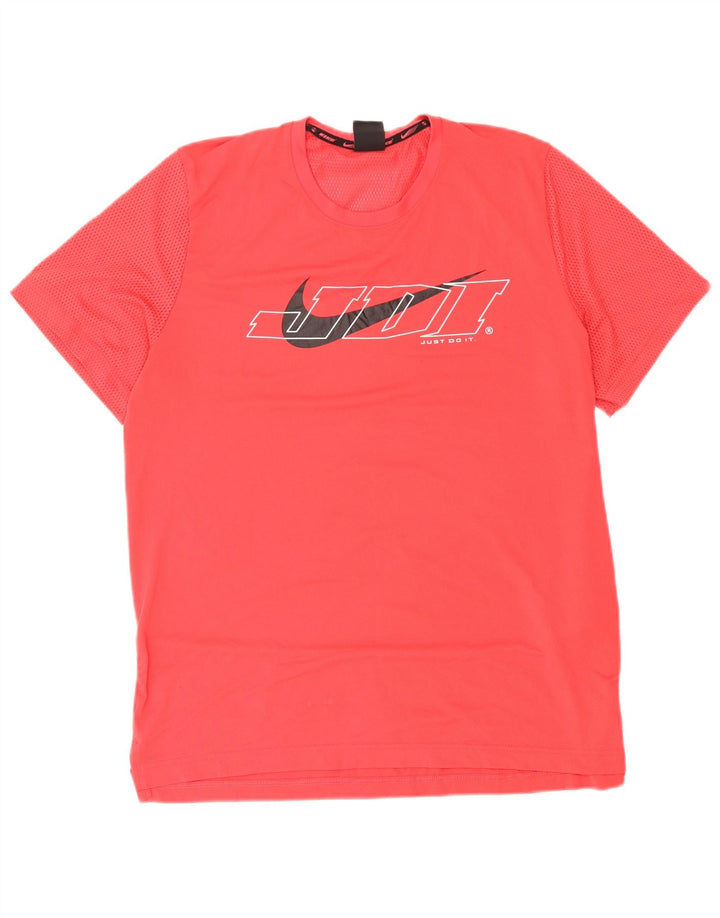 Nike Herren Dri Fit Standard Grafik-T-Shirt-Oberteil, großes rotes Polyester