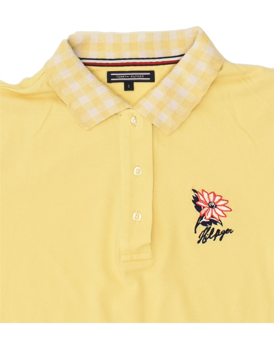 TOMMY HILFIGER Womens Polo Shirt UK 10 Small Yellow Cotton | Vintage Tommy Hilfiger | Thrift | Second-Hand Tommy Hilfiger | Used Clothing | Messina Hembry 